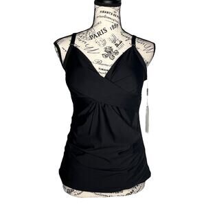Calvin Klein LARGE Black Tankini Twist Front 4-Way Stretch 50+ SPF Swim Suit